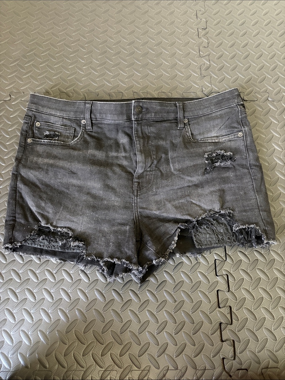 American Eagle Distressed Black Denim Women's Shorts